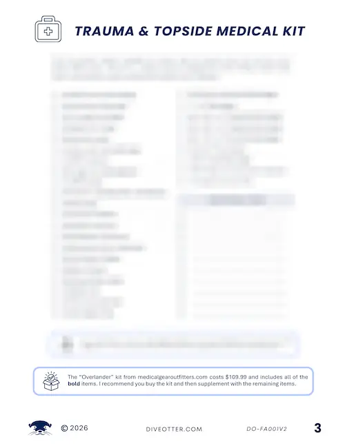 Tier 2 Trauma and Topside Medical Kit checklist